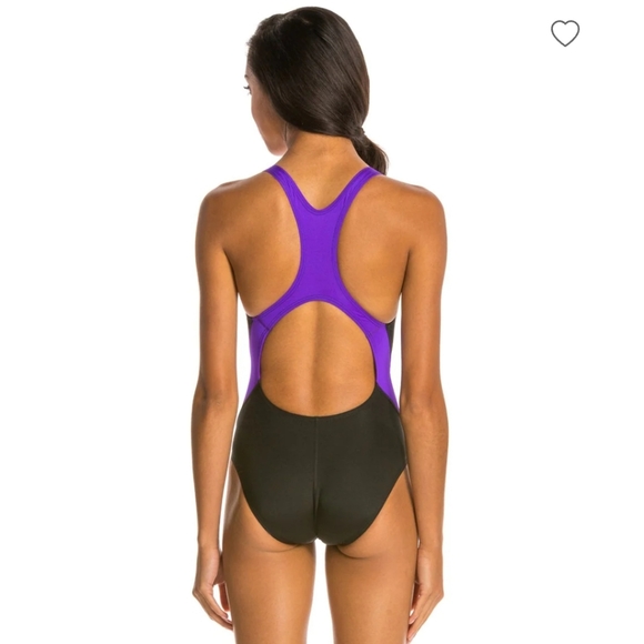 Black and purple one piece swim suit size 4 - Picture 2 of 2